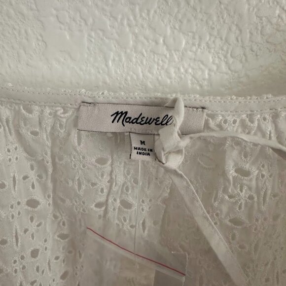 Madewell Tie-Front Top in Eyelet in White - Picture 7 of 10